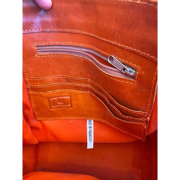 Handmade Leather Tote Bag & Coin Purse Set With Floral Embossing Large Size Oran - Picture 6 of 9